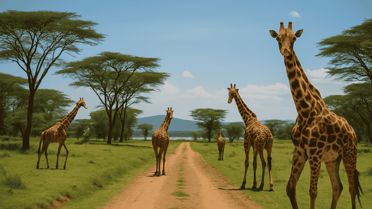 Afternoon: Crescent Island – Where Giraffes Are the Traffic